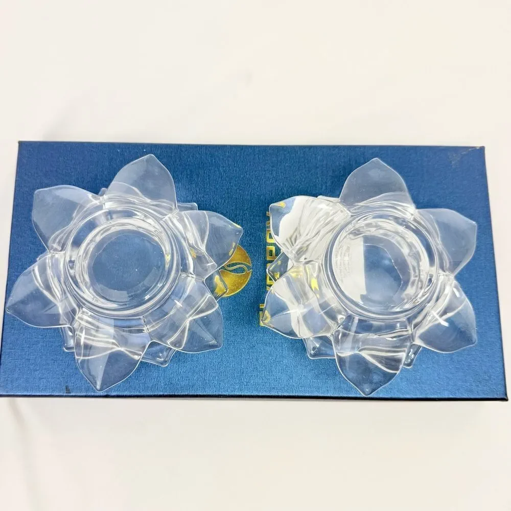Slymeay Crystal Lotus Flower Candleholders Set of 2 Wedding Gift Anniversary